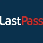 Logtipo Blanco y Rojo de LastPass sobre un fondo azul
