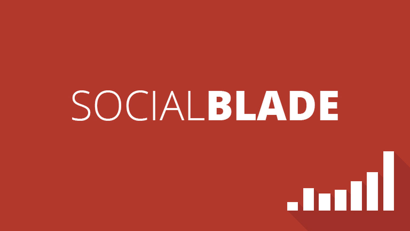 Logo de Social Blade en letras blancas sobre fondo rojo