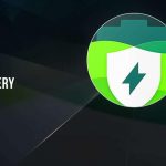 Símbolo de Accubattery en verde sobre fondo negro