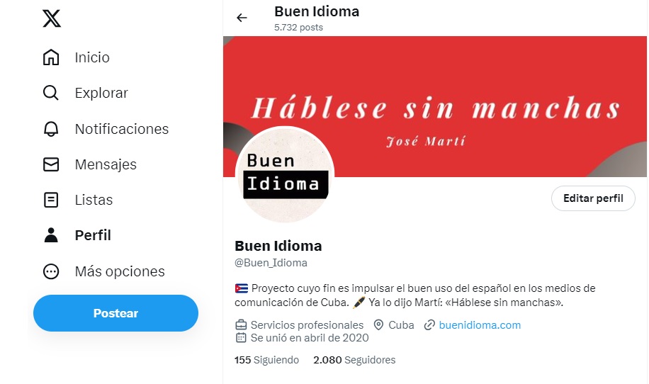 Perfil de X de Buen Idioma