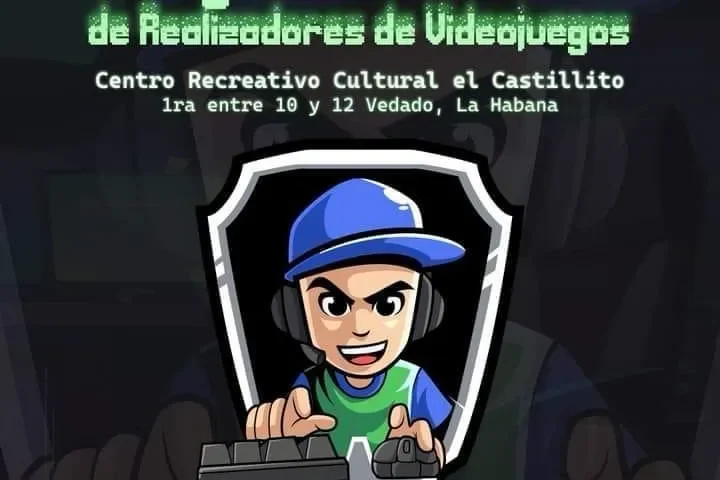Joven juega videojuegos. Logotipo de Segundo Festival de Realizadores de videojuegos