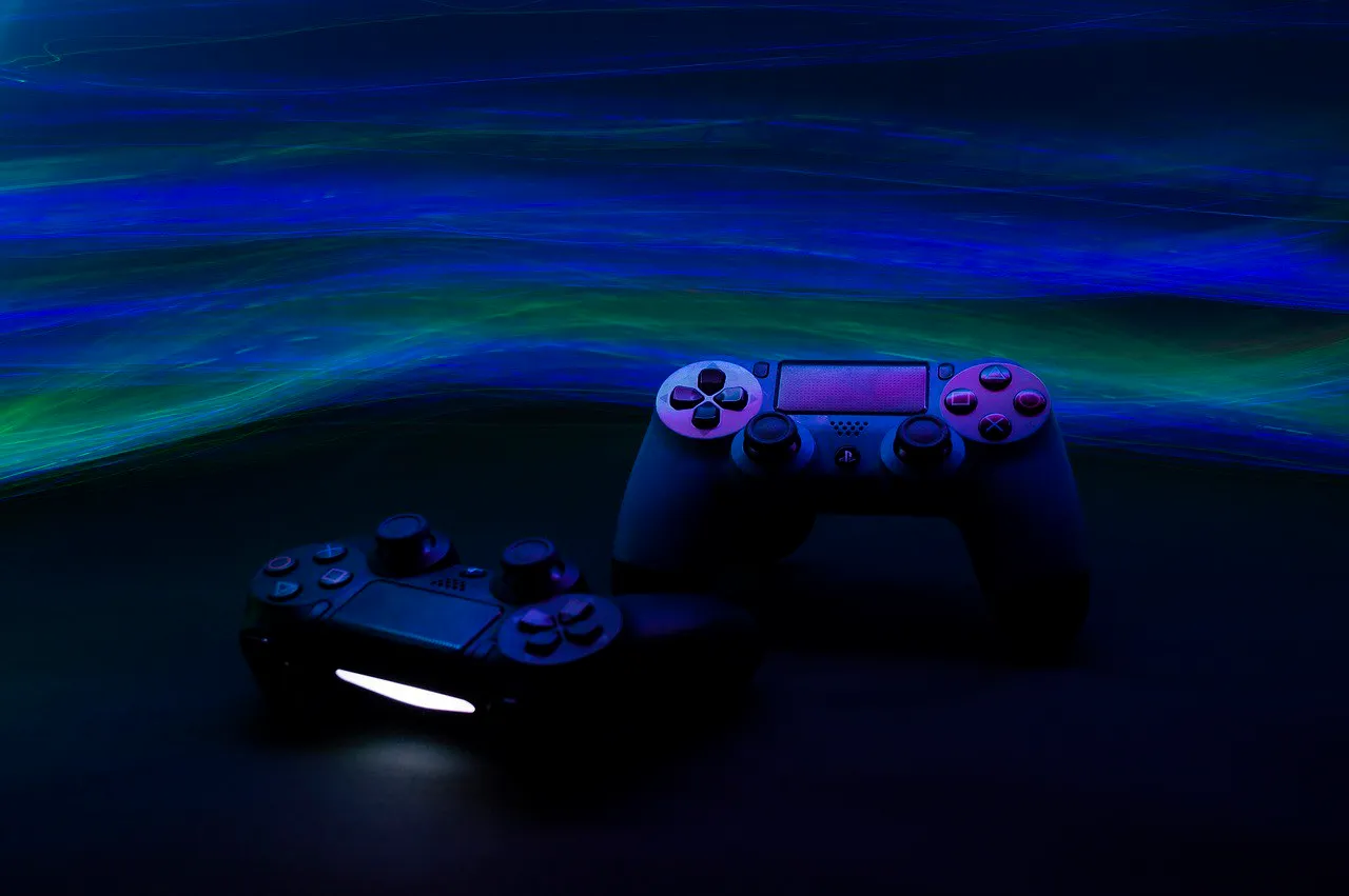 mandos de videojuegos sobre fondo azul