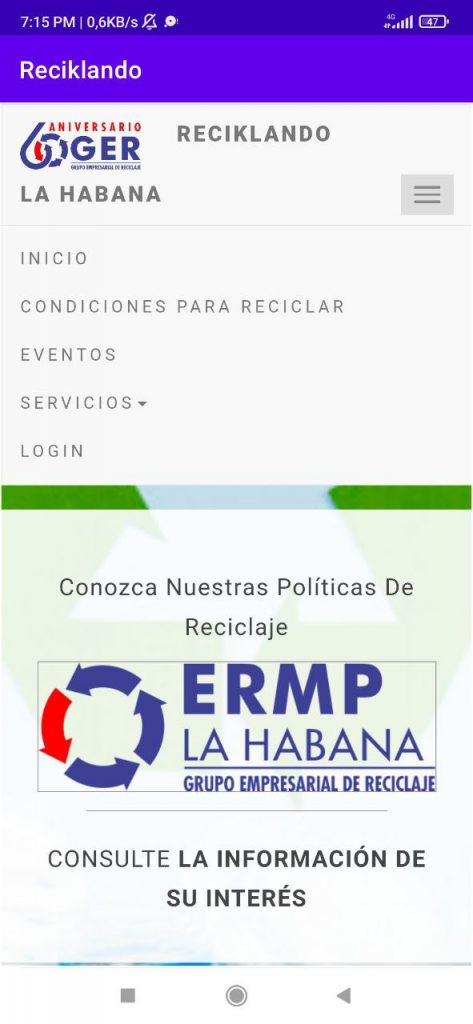Políticas de reciclaje en la aplicación