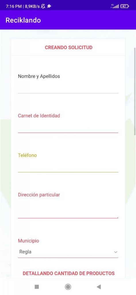 Crear la solicitud de servicio.