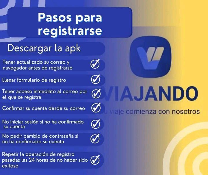 Pasos para registrarse en la actualización de la apk Viajando