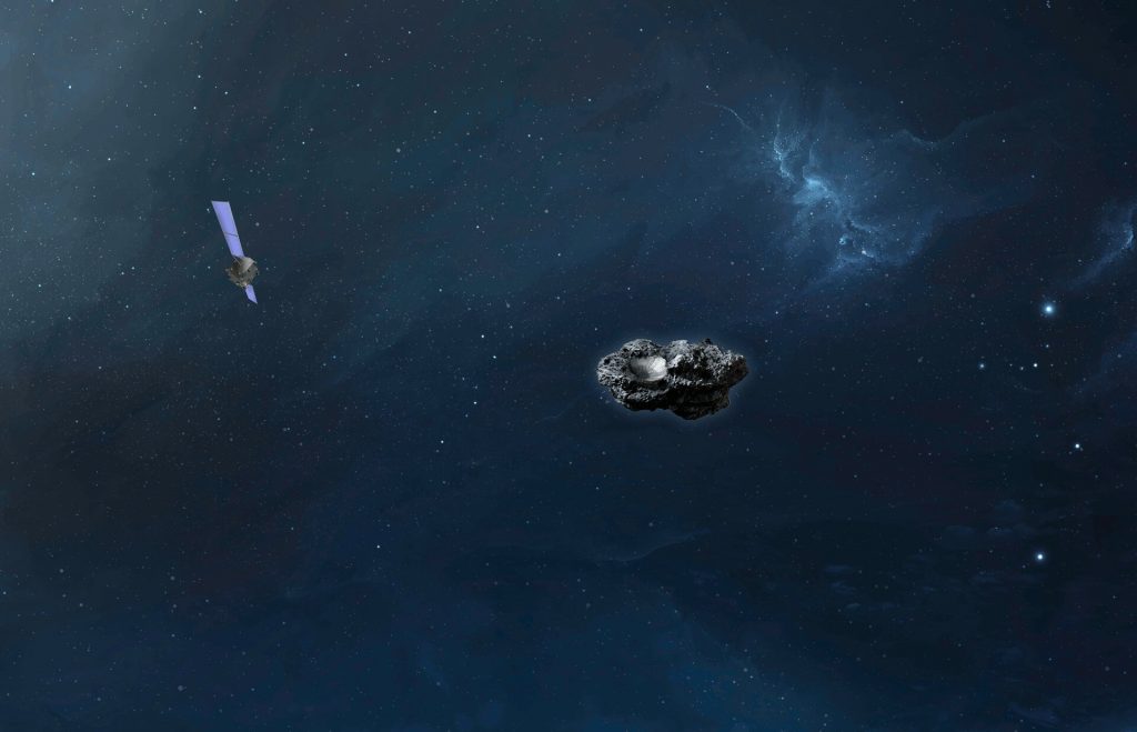 Mision Hera acercándose al asteroide. 